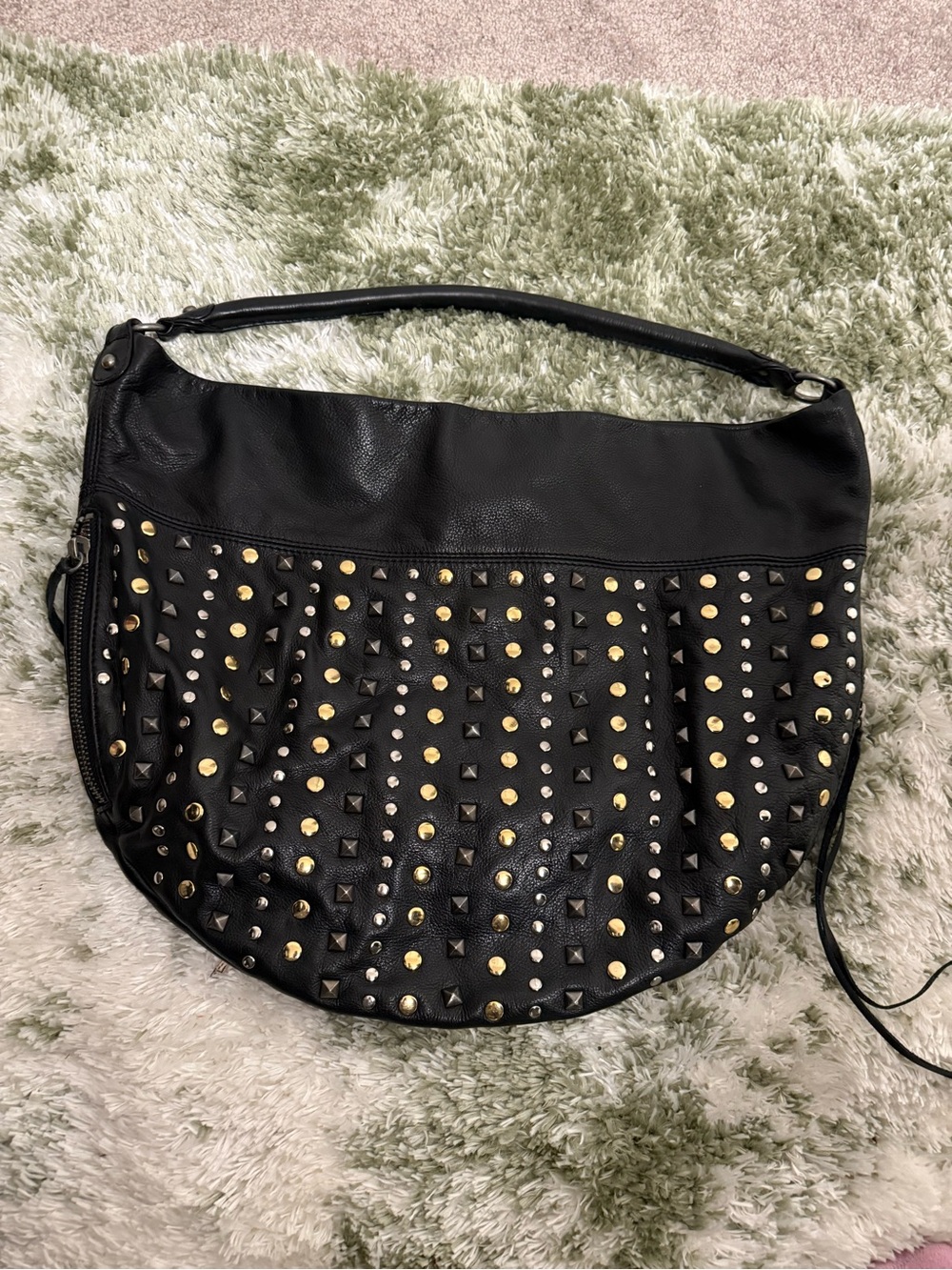 Black Studded Hobo Shoulder Bag Rebecca Minkoff